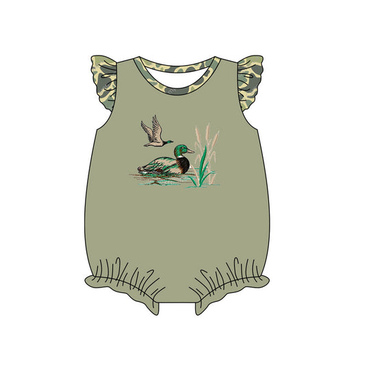 Camo flutter sleeves duck baby girls romper