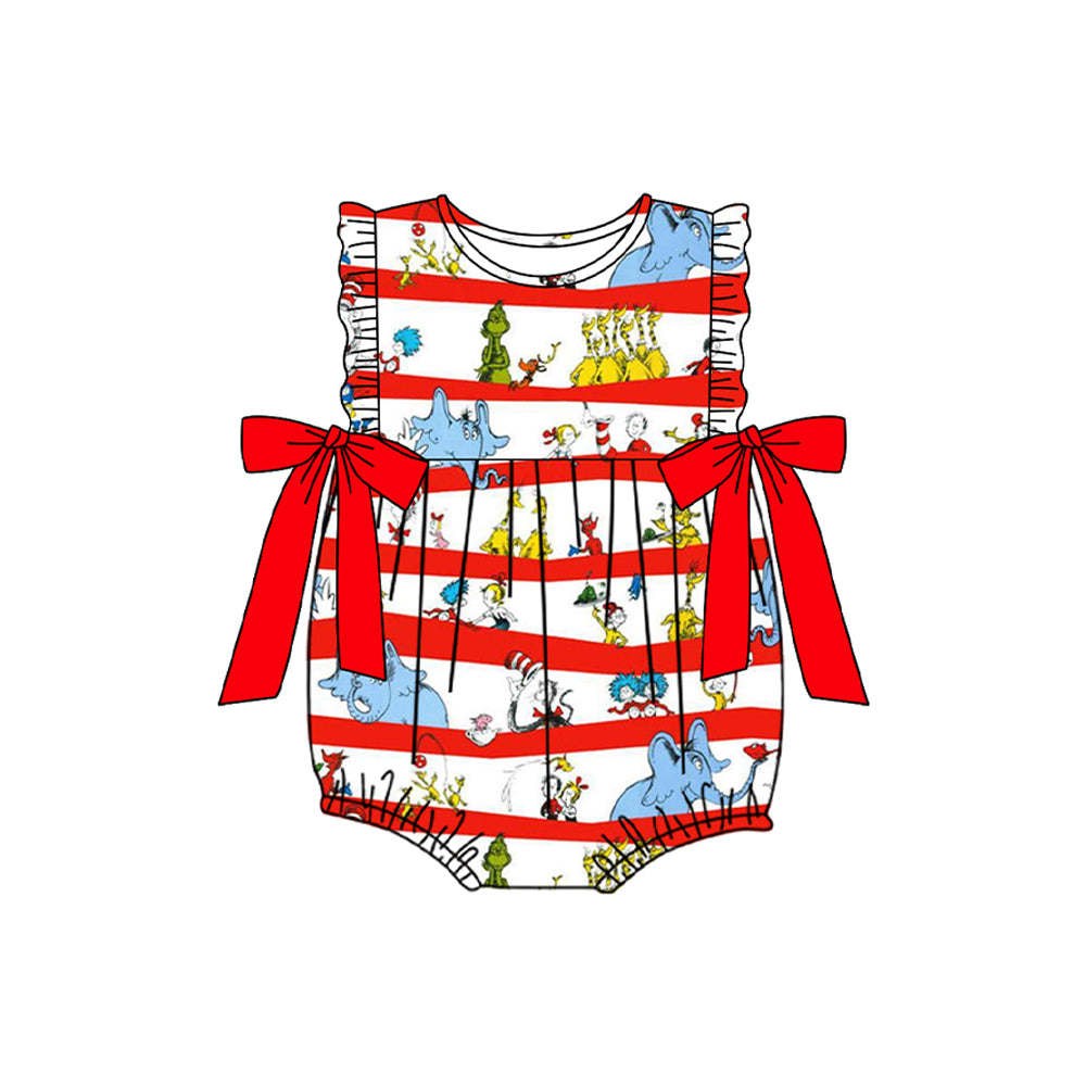 Red bow elephant cat hat baby girls romper