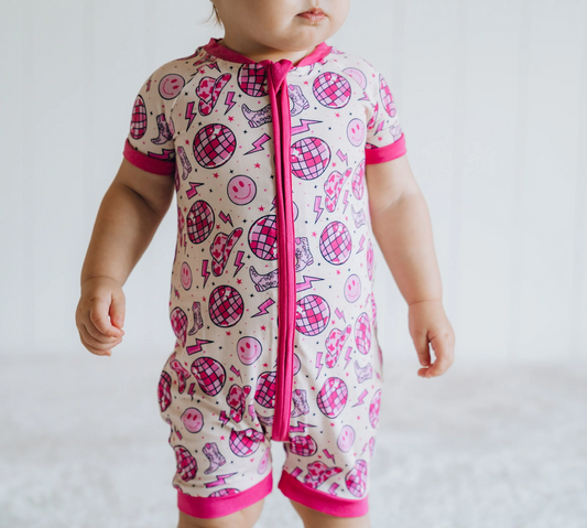 Short sleeves smile boots hat baby girls zipper romper