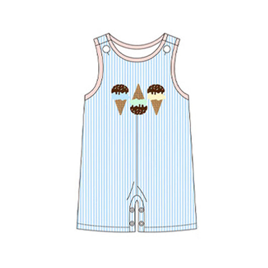 Sleeveless ice cream stripe baby boys summer romper