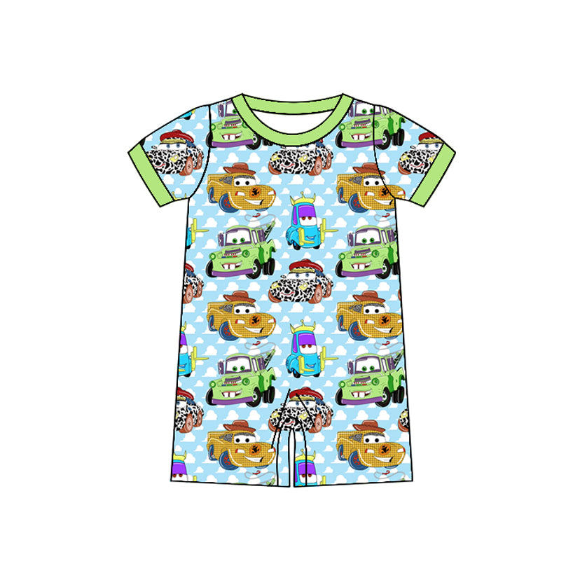 Short sleeves cars toy baby boy summer romper