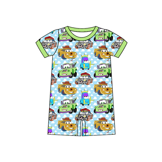 Short sleeves cars toy baby boy summer romper