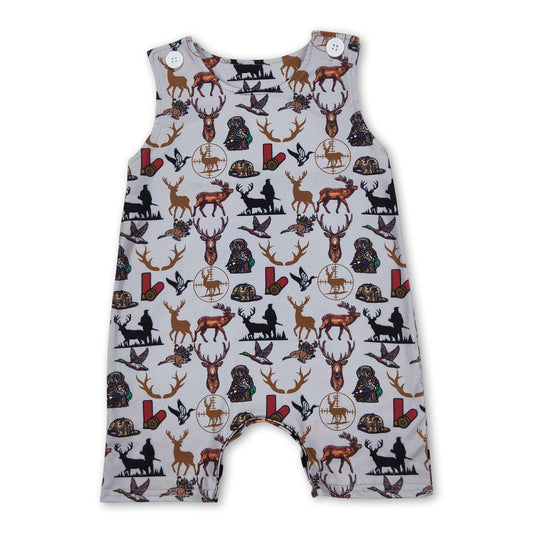 Sleeveless deer duck dog hunting baby boy romper