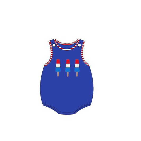 Sleeveless popsicle baby boys 4th of july romper