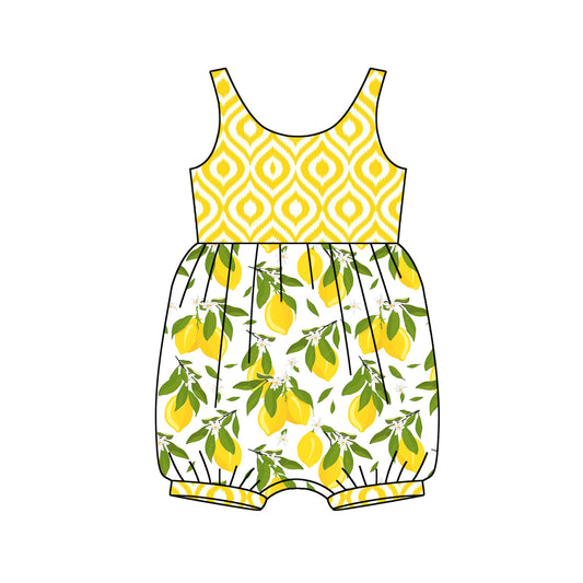 Yellow sleeveless lemon baby girls summer romper