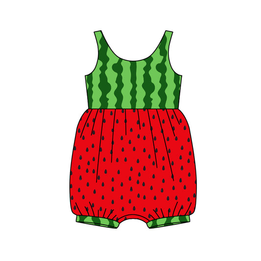 Sleeveless watermelon baby girls summer romper