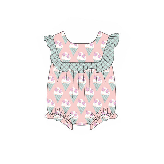 Ruffle ice cream baby girls summer romper