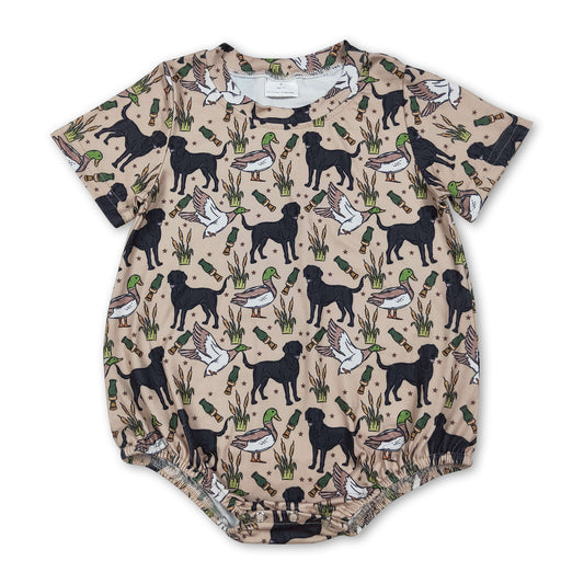 Short sleeves dog duck call baby boy romper