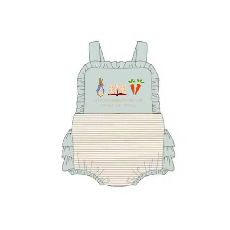 Straps rabbit carrot baby ruffle baby girls Easter romper