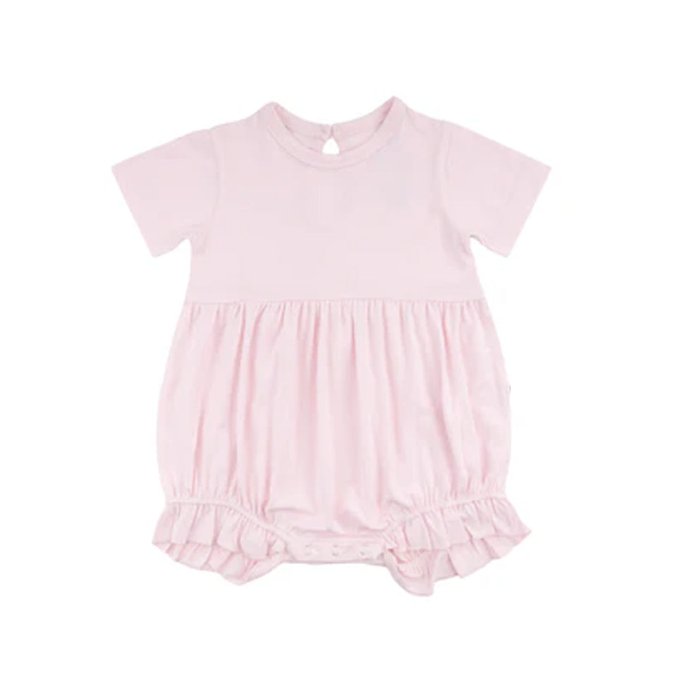 Pink short sleeves cotton baby girls summer romper