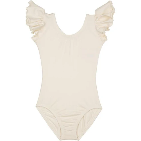 Beige flutter sleeves baby girls summer romper