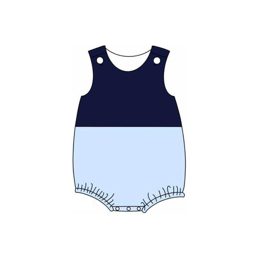 Sleeveless navy light blue baby boy summer romper