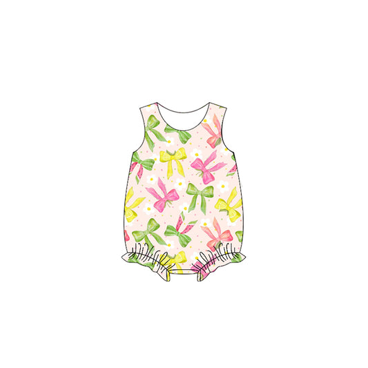 Sleeveless watermelon bows baby girls summer romper