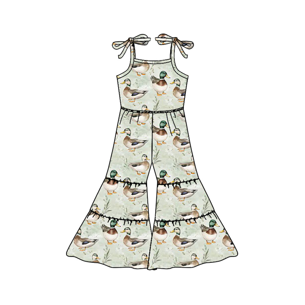 Straps duck patchwork kids girls jumpsuit