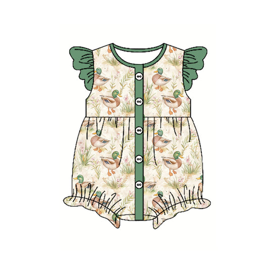 Flutter sleeves duck buttons baby girls summer romper