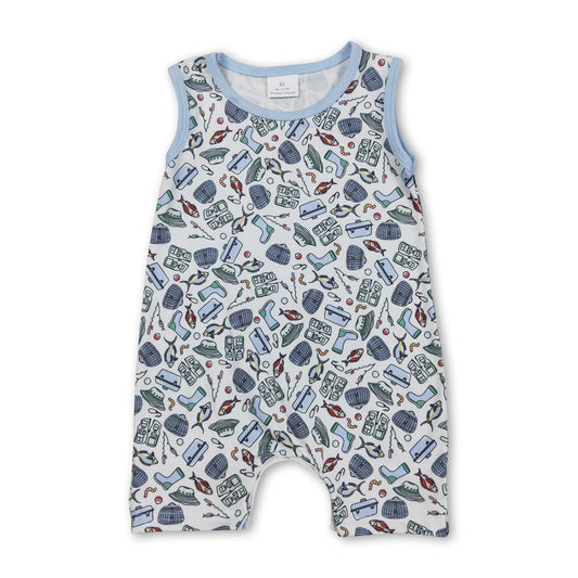 Sleeveless boots lure fishing baby boy romper