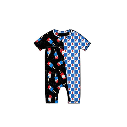Popsicle thunder baby boys 4th of july zipper romper