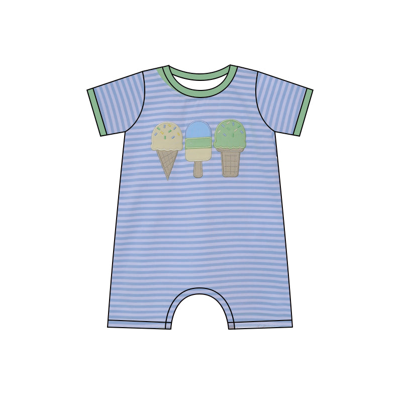 Short sleeves stripe popsicle baby boy summer romper