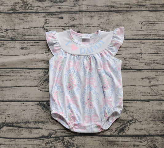 I love Daddy floral bow baby girls summer romper