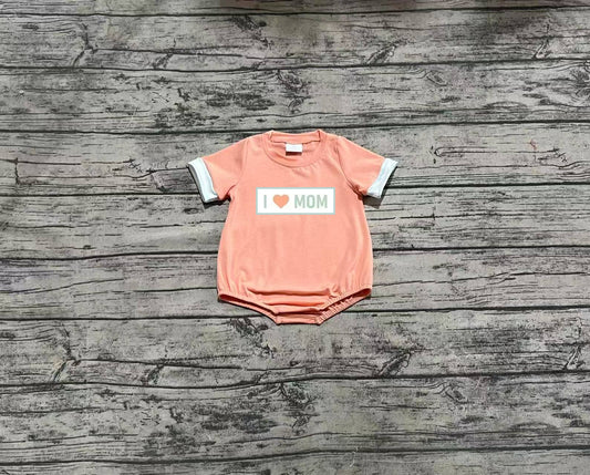 Short sleeves orange I love MOM baby boy romper