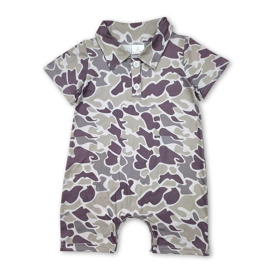 Short sleeves camo baby boys polo romper ship from US
