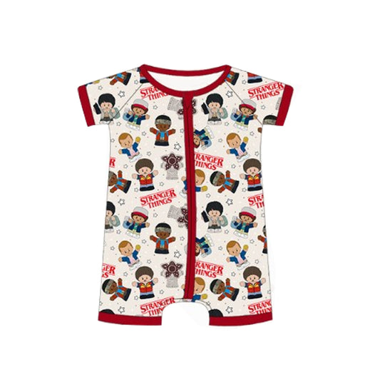 Short sleeves stranger baby kids zipper romper