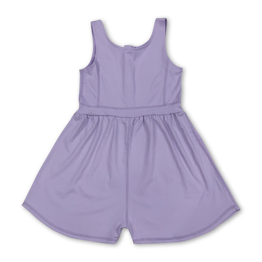 Sleeveless lavender kids girls active wear jumpsuit