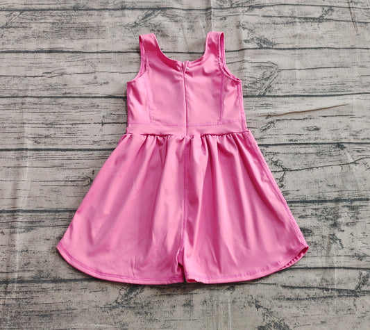 Sleeveless dark peach kids girls active wear jumpsuit