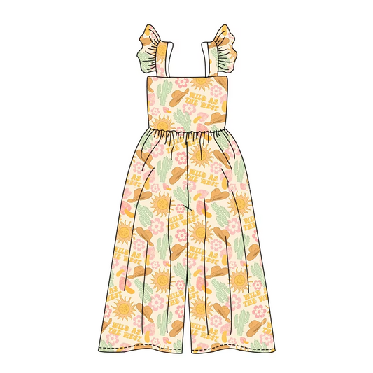Flutter sleeves wild as the west girls summer jumpsuit