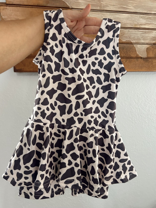 Sleeveless cow print kids girls summer one piece jumpsuit