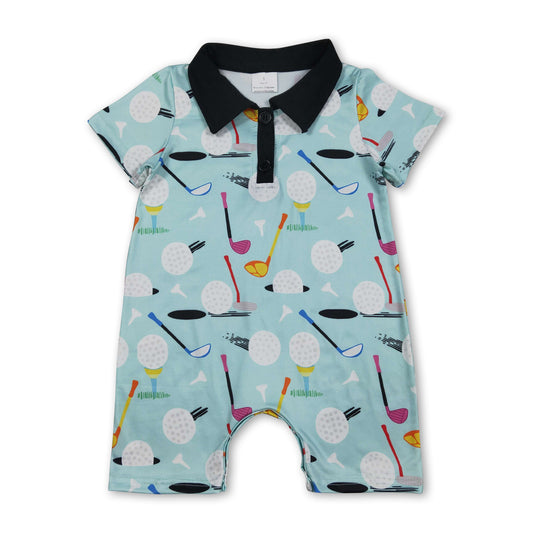 Short sleeves golf baby boy summer polo romper