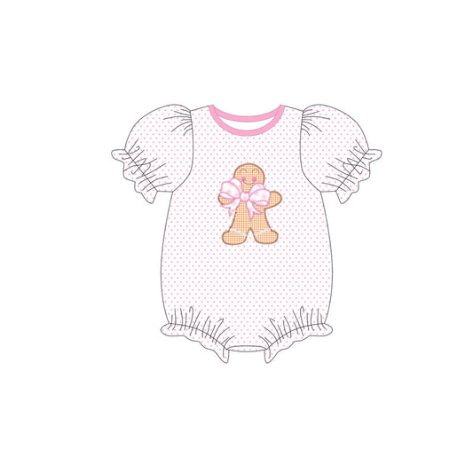 Gingerbread polka dots baby girls Christmas romper