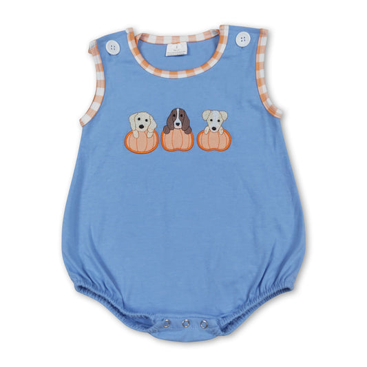 Sleeveless dog pumpkin baby boy fall romper