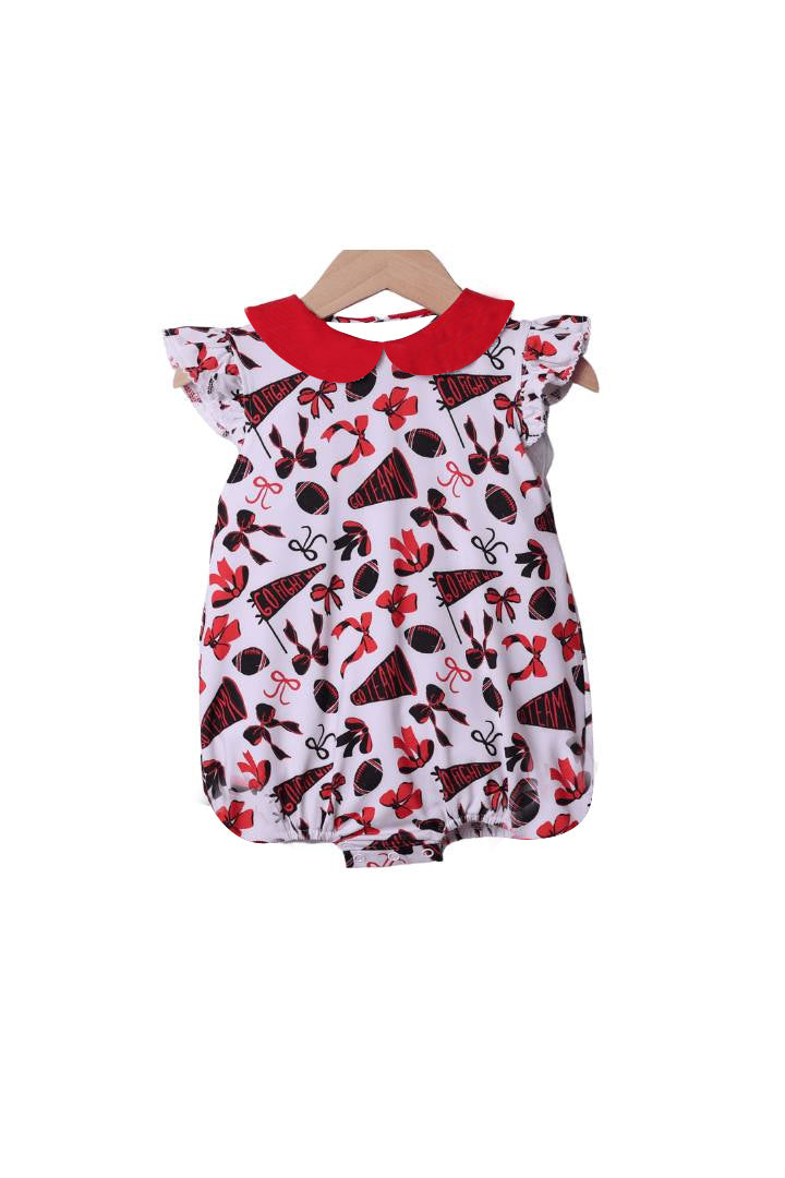 Flutter sleeves football red bow baby girls team romper