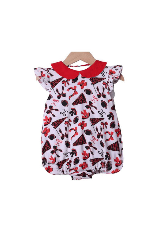 Flutter sleeves football red bow baby girls team romper