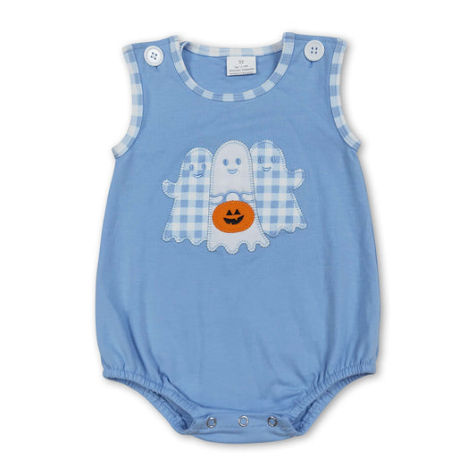 Sleeveless ghost pumpkin baby boys Halloween romper
