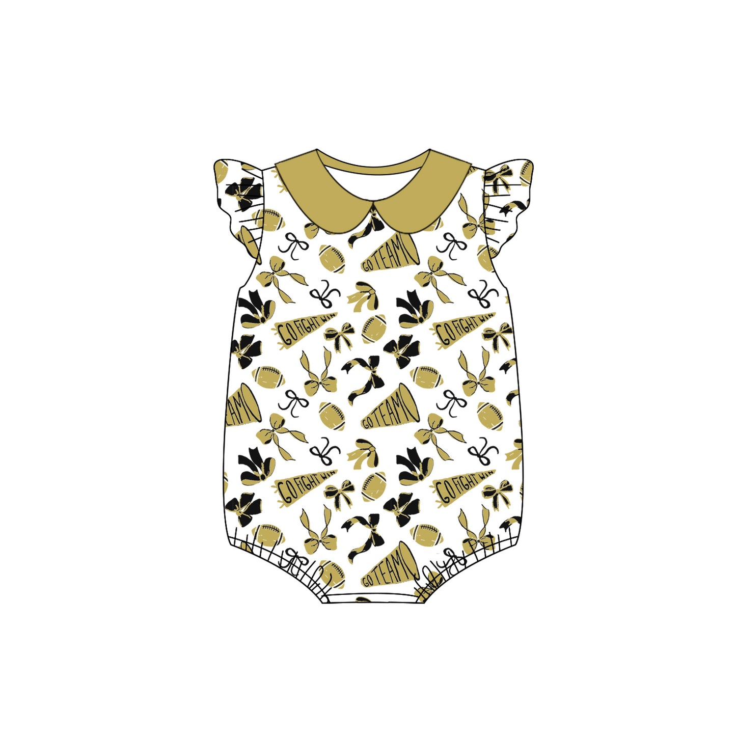 Flutter sleeves football bow baby girls team romper