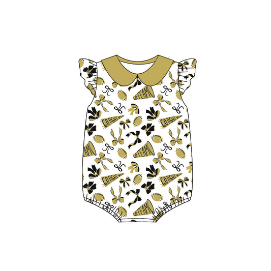 Flutter sleeves football bow baby girls team romper