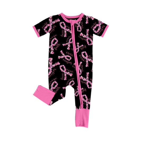 Short sleeves floral love care baby girls zipper romper