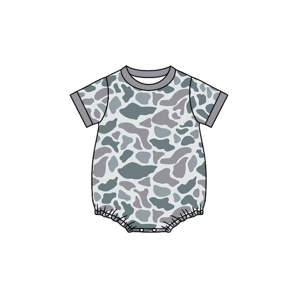 boy camo print baby short sleeve romper