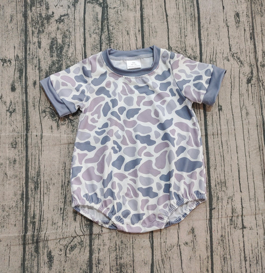 boy camo print baby short sleeve romper
