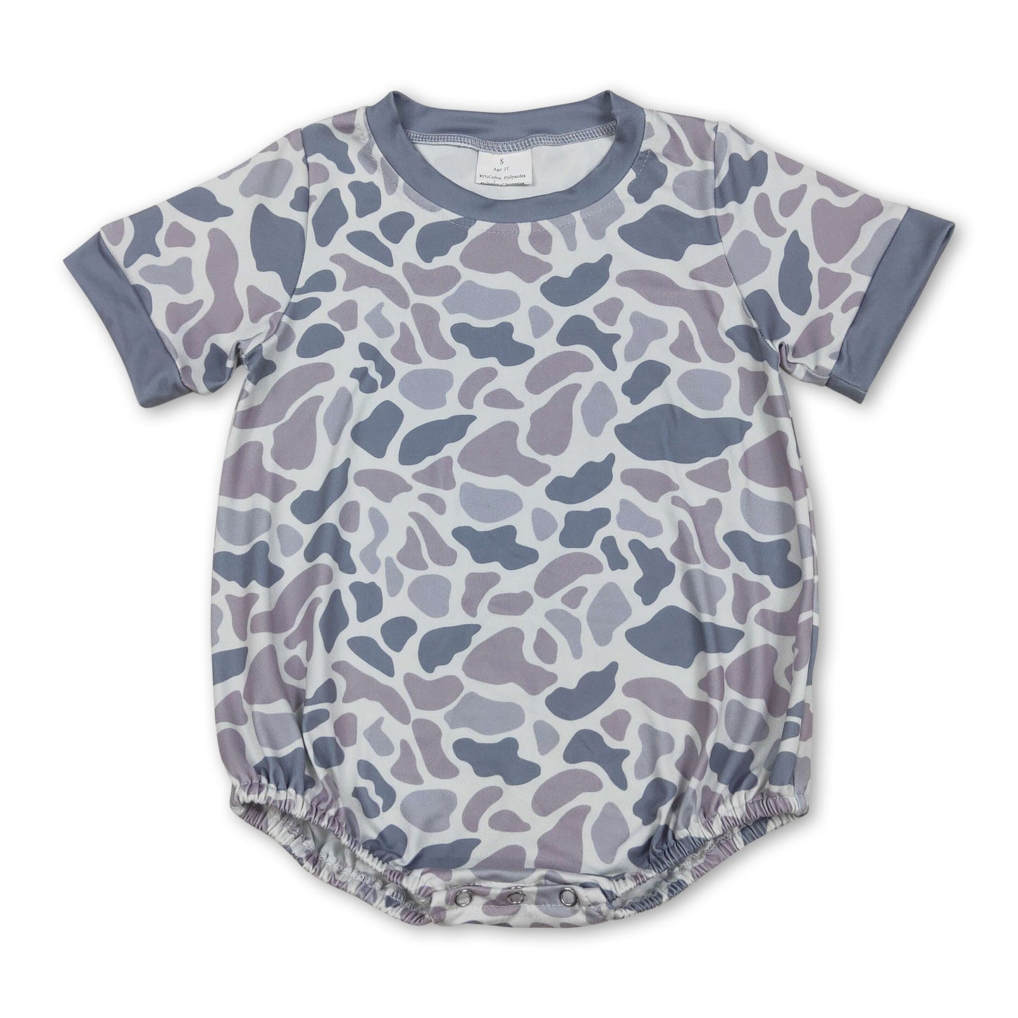 boy camo print baby short sleeve romper