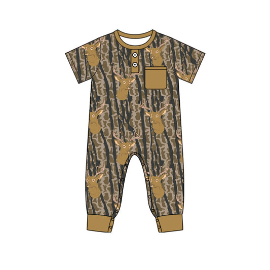 hunting deer baby short sleeve romper