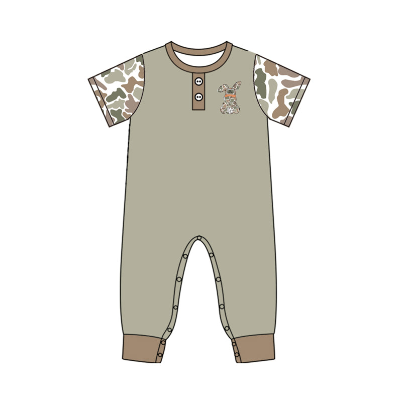 camo rabbit  print baby boy romper