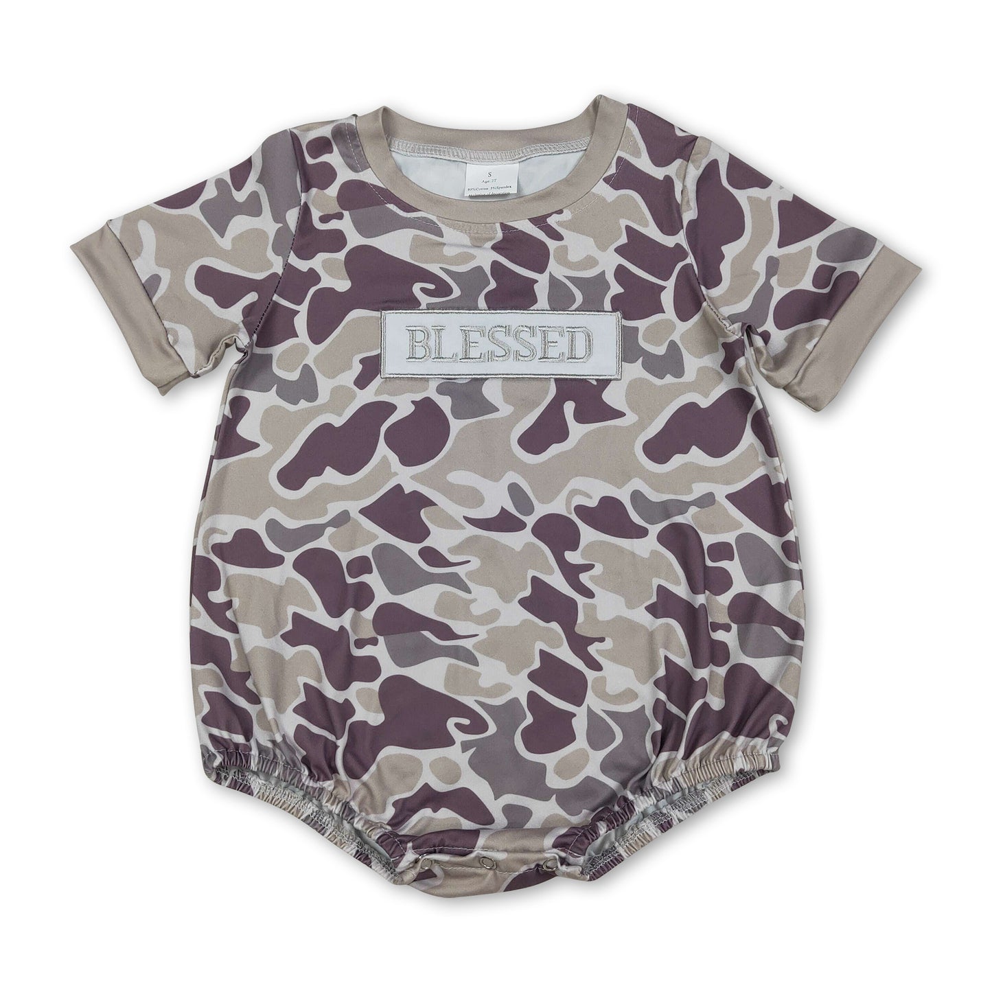 camo duck blessed print baby girl romper
