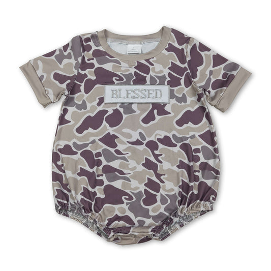 camo duck blessed print baby girl romper