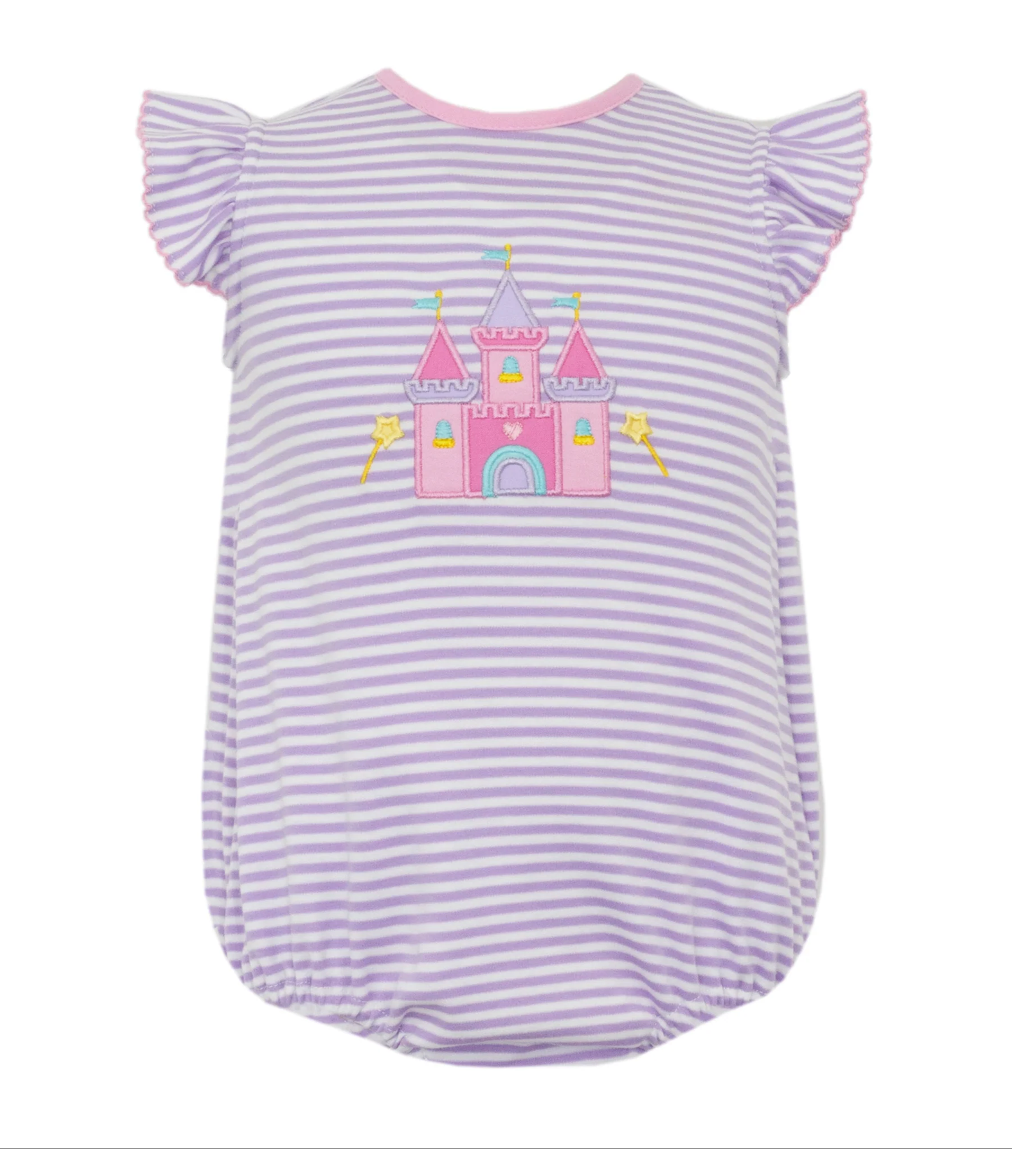 purple stripe cattle embroidery baby girl romper