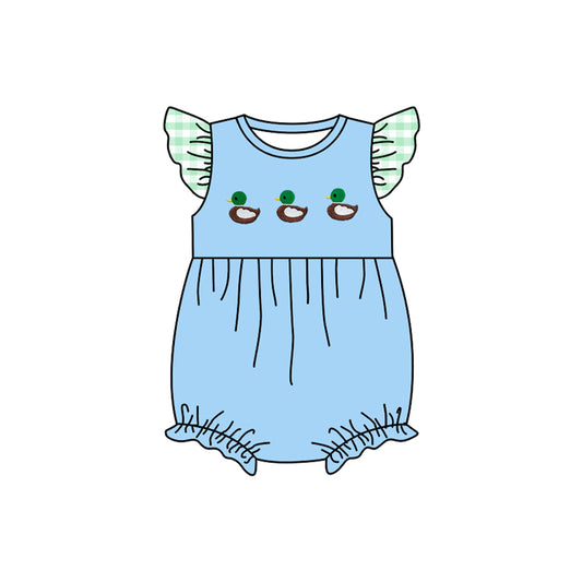 blue duck embroidery baby girl romper