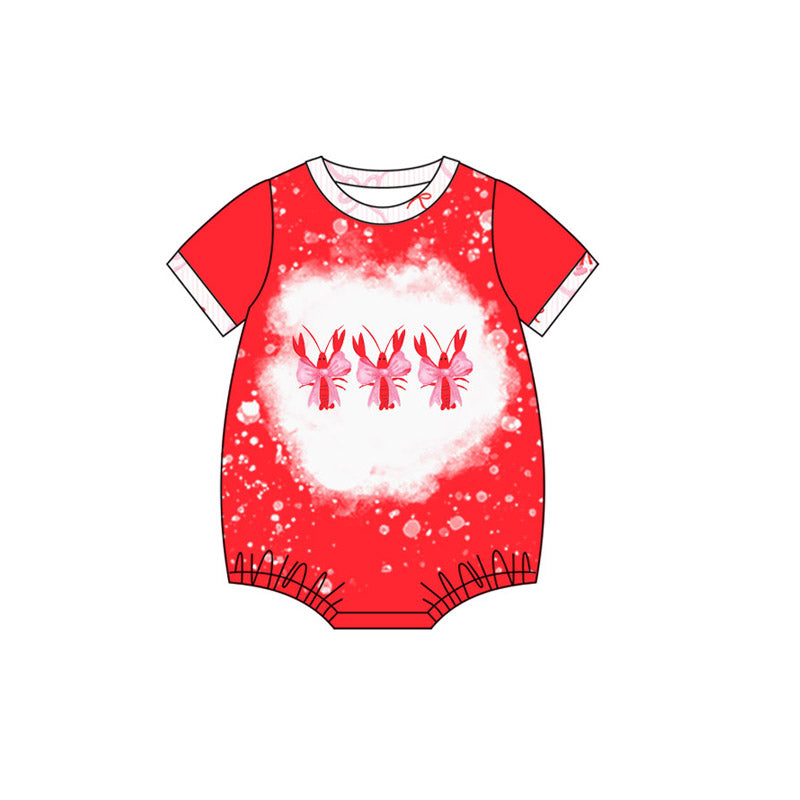 red crab print baby girl short sleeve romper
