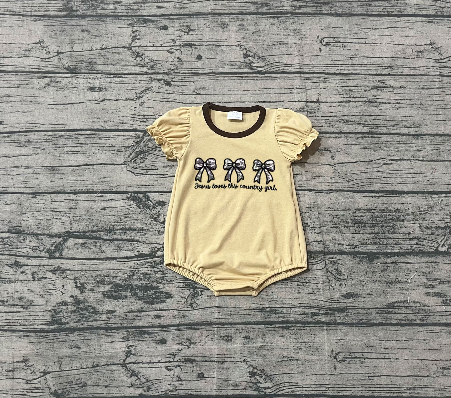 Jesus love this country girl camo bow baby girls romper